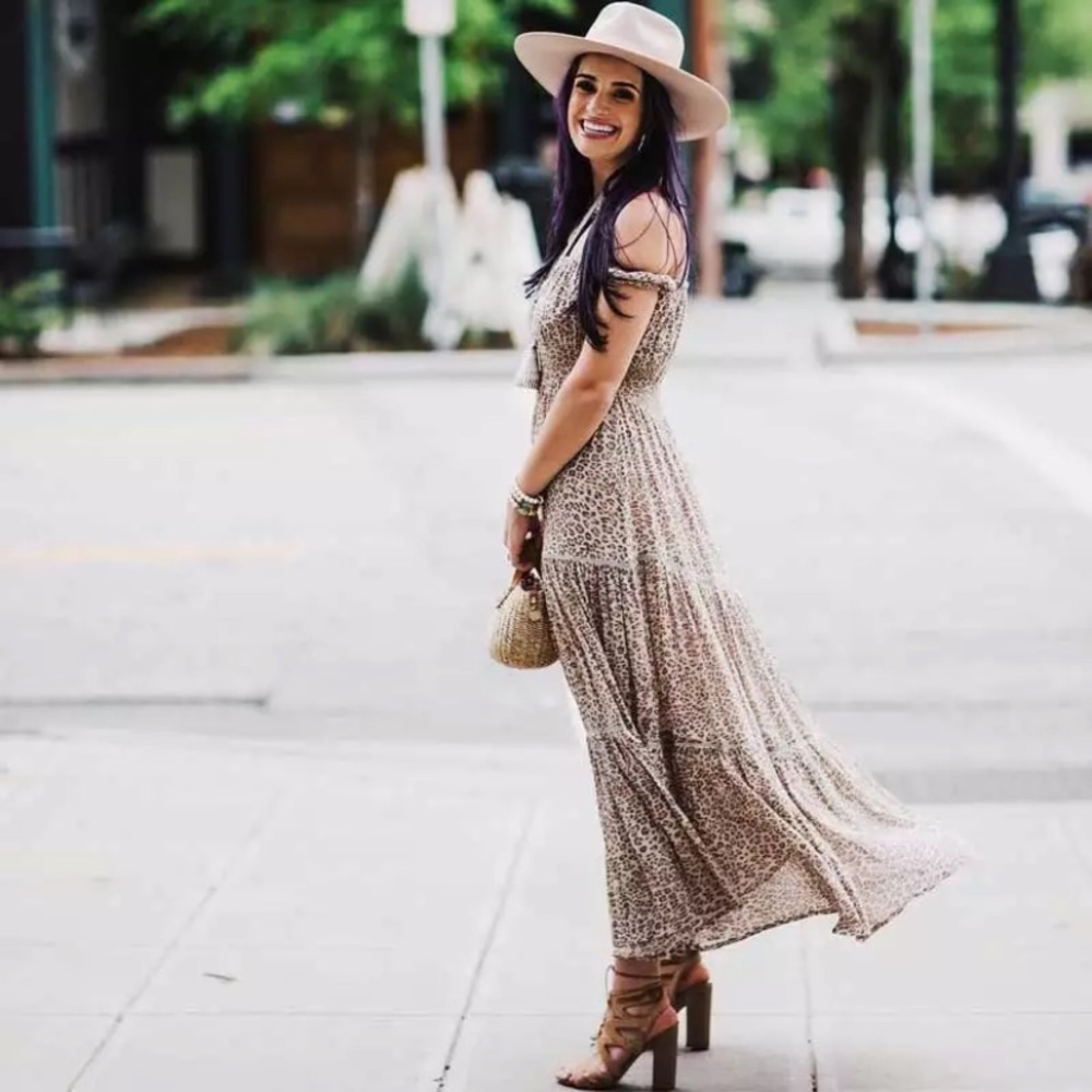 SOLD OUT Boho Leopard Off Shoulder Maxi Dress - Picture 3 of 9